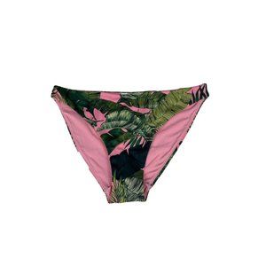 H&M Tropical Leaf Print Pink Bikini Bottom Size 6 NWT